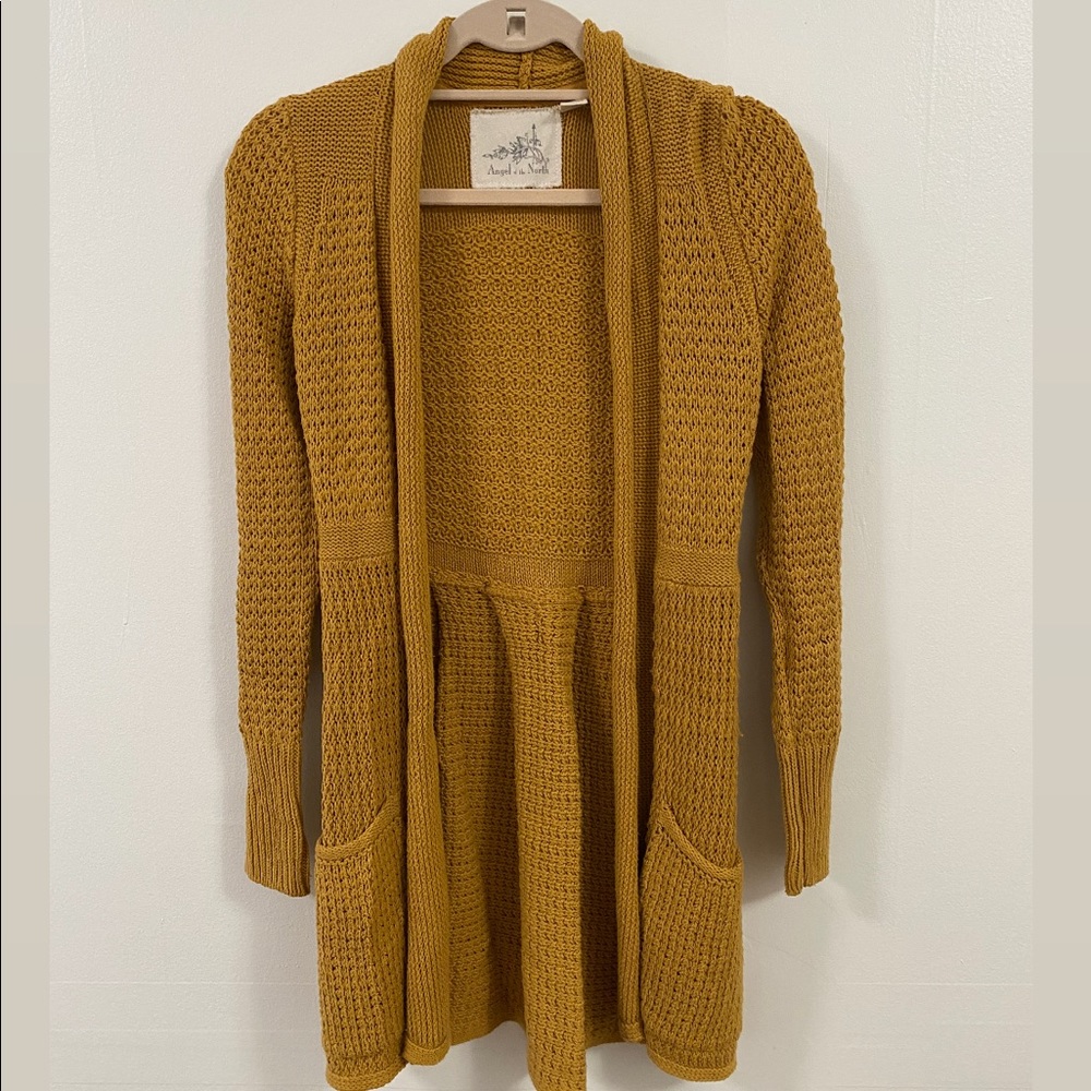 Mustard Yellow Anthropologie Cardigan-size XS